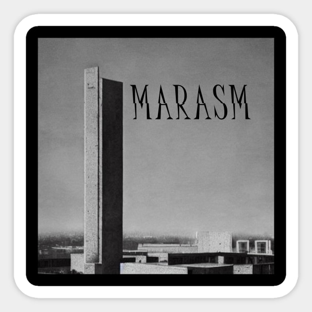 MARASM Brutalist Tower print Sticker by MARASM